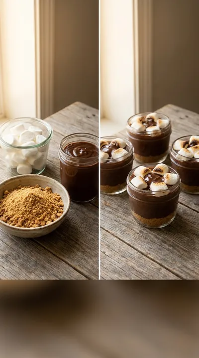 No Bake S'Mores Pudding Cups - ready to serve