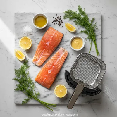 Easy Air Fryer Salmon - cooking process