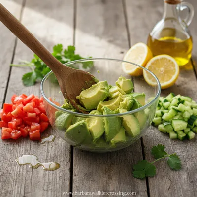 Avocado Tomato Cucumber Salad Recipe - ingredients preparation