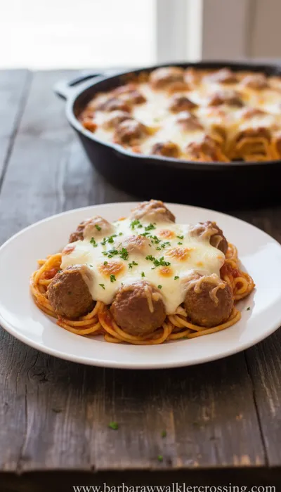 Baked Spaghetti and Meatballs Recipe - ready to serve
