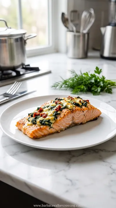 Baked Stuffed Salmon with Spinach and Feta