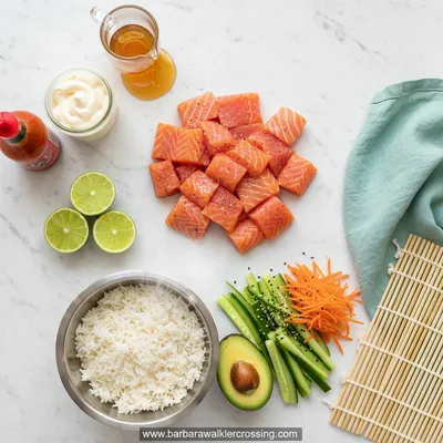 Bang Bang Salmon Bites Bowls - cooking process