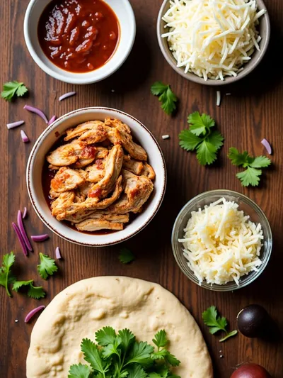 Easy BBQ Chicken Flatbread - ingredients preparation