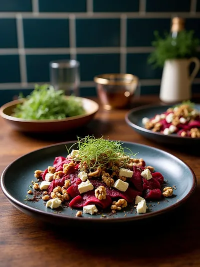 Beetroot Feta Walnut Salad - ready to serve