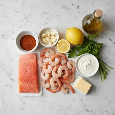 Cajun Shrimp and Salmon with Garlic Cream Sauce - cooking process