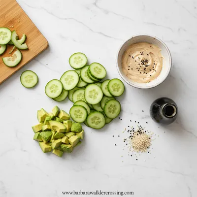 California Roll Cucumber Salad - cooking process