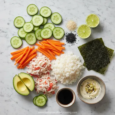 California Roll Cucumber Salad - ingredients preparation