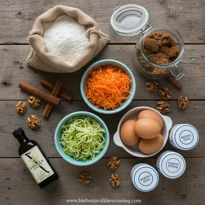 Carrot Cake Zucchini Muffins Recipe - ingredients preparation
