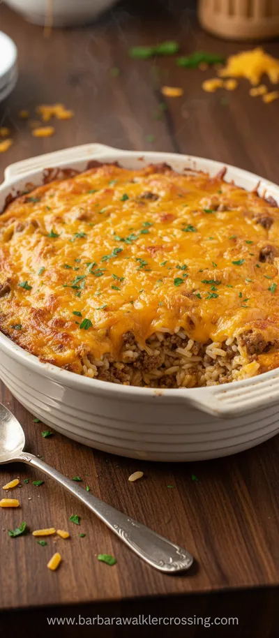 Cheesy Ground Beef and Rice Casserole