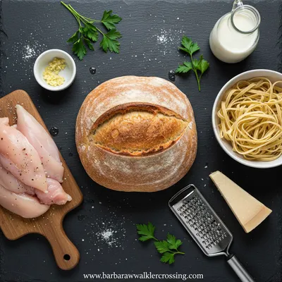 Chicken Alfredo Garlic Bread Bowls: Cheesy Creamy Recipe - ingredients preparation