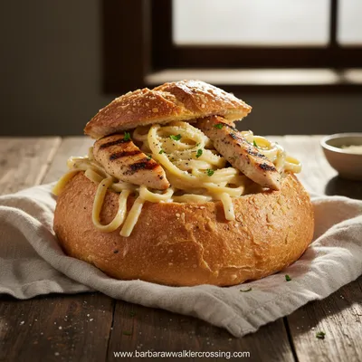 Chicken Alfredo Garlic Bread Bowls: Cheesy Creamy Recipe