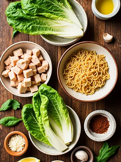 Chicken Caesar Pasta Salad – Easy Recipe - ingredients preparation