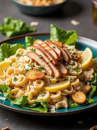 Quick Chicken Caesar Pasta Salad - ready to serve