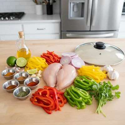 Easy Crockpot Chicken Fajitas - cooking process