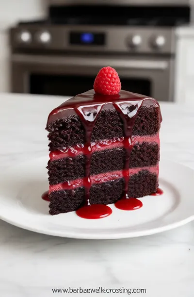 Chocolate Raspberry Cake - ready to serve