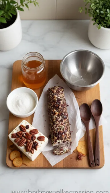 Cranberry Pecan Cheese Log - cooking process