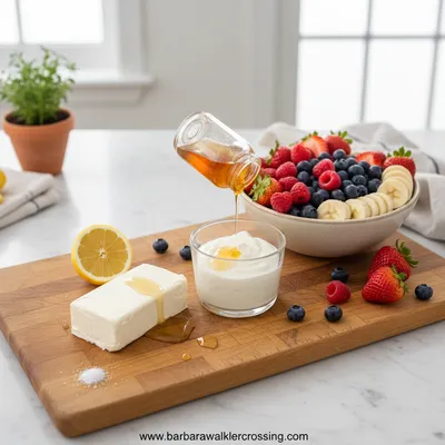 Cream Cheese Fruit Dip (No Marshmallow Fluff) - ingredients preparation