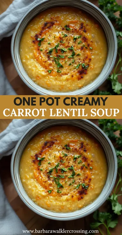 Creamy Carrot Lentil Soup Recipe - ready to serve