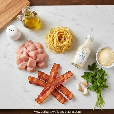 Creamy Chicken Turkey Bacon Ranch Pasta - cooking process