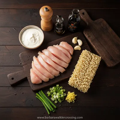 Creamy Garlic Chicken Ramen - cooking process