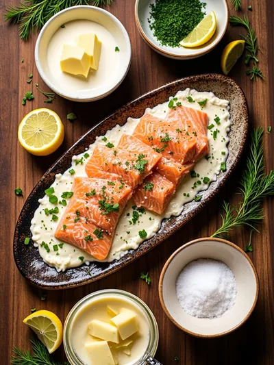 Creamy Garlic Salmon Recipe - ingredients preparation