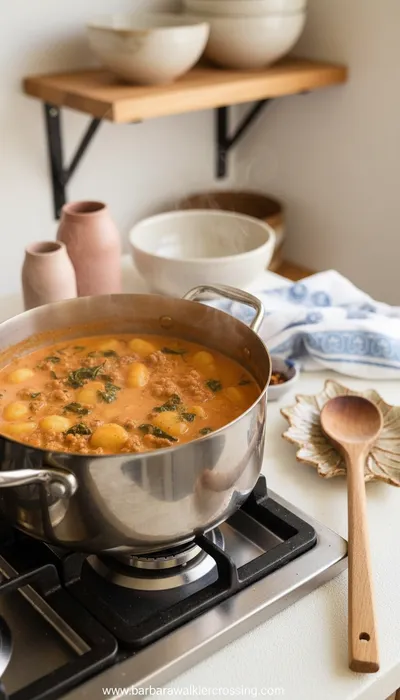 Creamy Gnocchi Soup with Beef Sausage - ingredients preparation