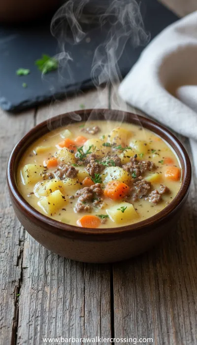 Creamy Potato Hamburger Soup Crockpot Recipe