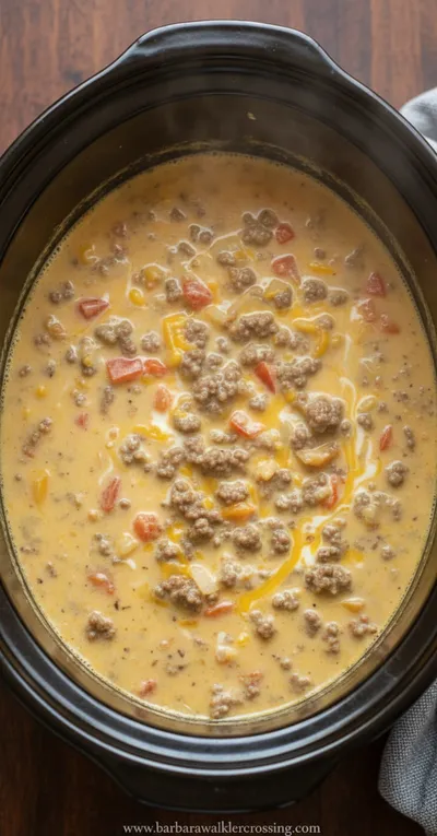 Creamy Slow Cooker Cheeseburger Soup - ingredients preparation