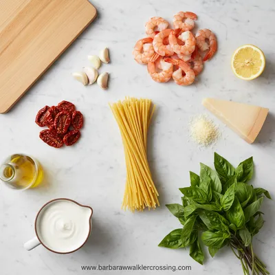 Creamy Tuscan Shrimp Linguine - cooking process