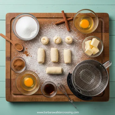 Crispy Air Fryer Churro Bites - cooking process
