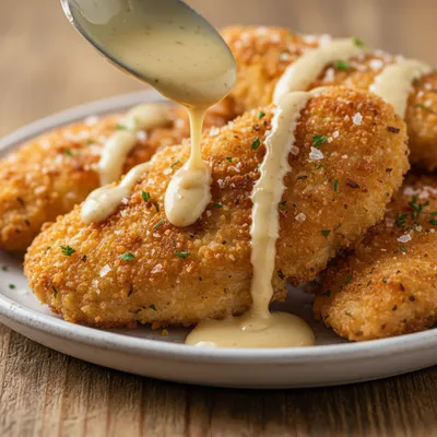 Crispy Parmesan Chicken with Garlic Sauce