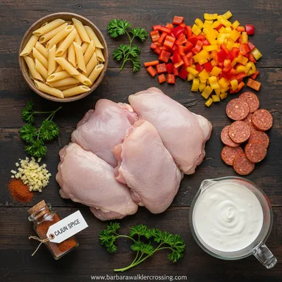 Crock Pot Creamy Cajun Chicken Pasta Recipe - ingredients preparation
