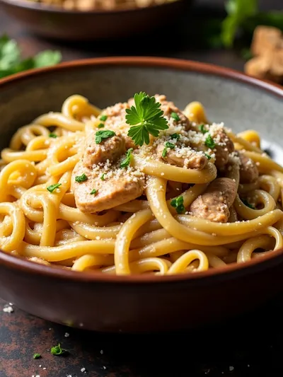 Crockpot Garlic Parmesan Chicken Pasta - cooking process