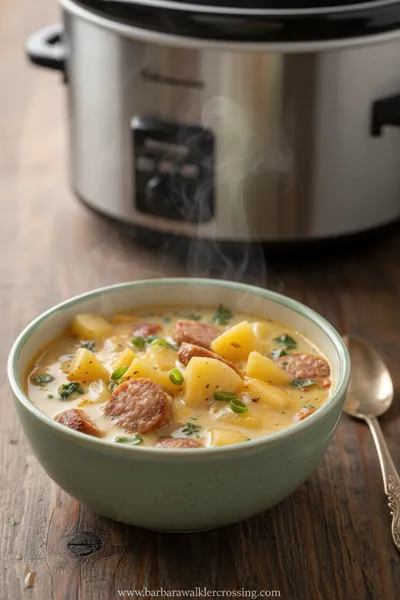 Crockpot Potato Soup with Sausage - ready to serve
