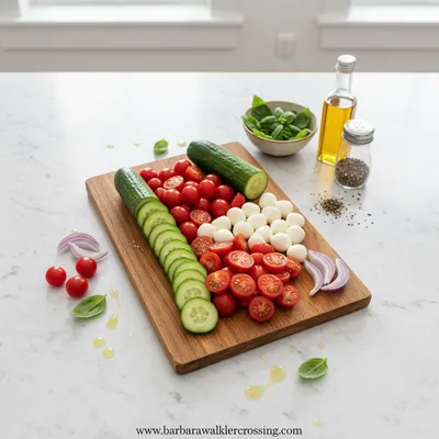 Easy Cucumber Caprese Salad - cooking process