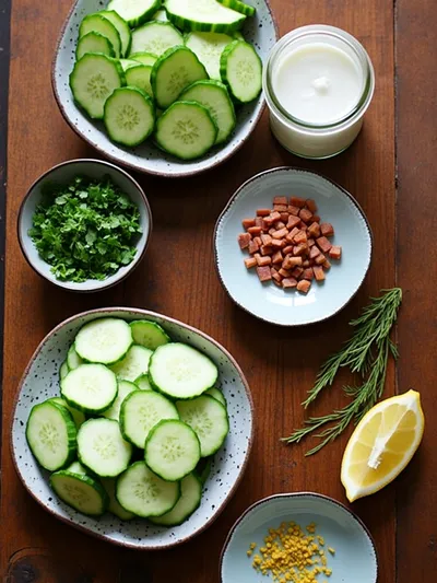 Cucumber Ranch Crack Salad - ingredients preparation