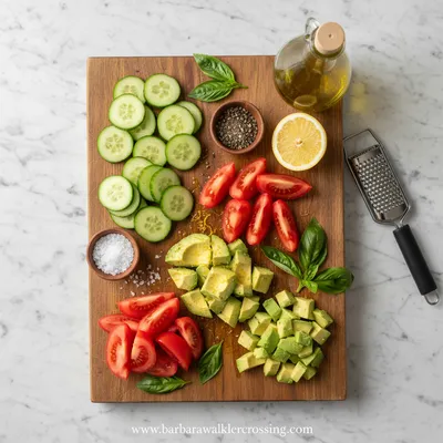 Cucumber Tomato Avocado Salad Recipe - cooking process