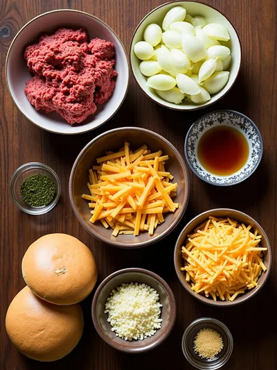 French Onion Beef Sloppy Joes - ingredients preparation