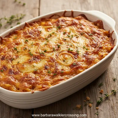 French Onion Chicken Orzo Casserole