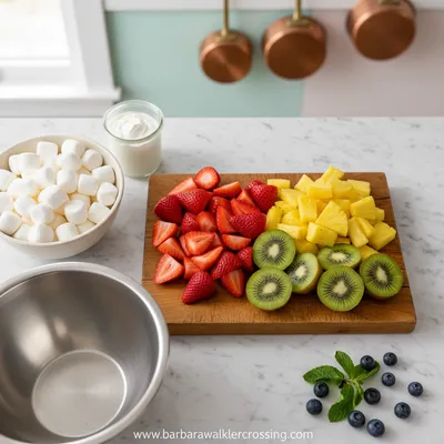 Fruit Salad with Sour Cream and Marshmallows - cooking process