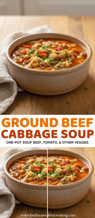 Ground Beef Cabbage Soup - ready to serve