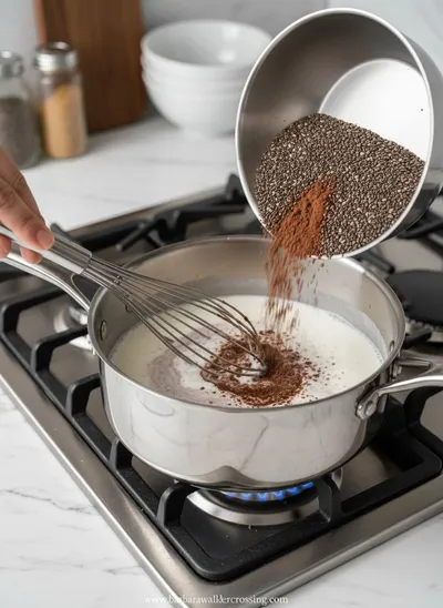 High Protein Chocolate Chia Seed Pudding - ingredients preparation