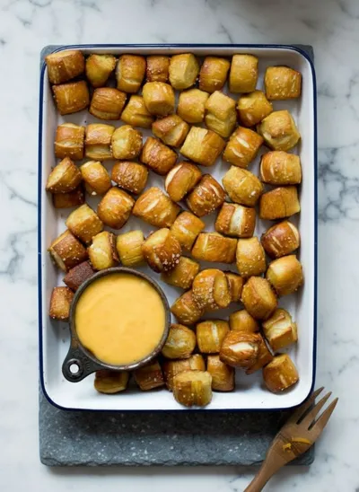 Homemade Soft Pretzel Bites - ready to serve