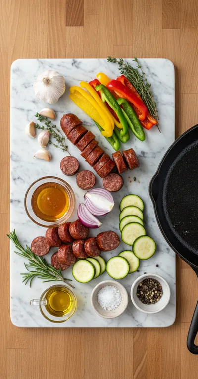 Easy One-Pan Honey Garlic Sausage & Veggies - cooking process