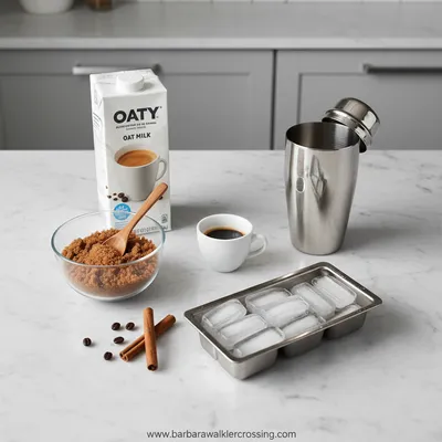 Iced Brown Sugar Oatmilk Shaken Espresso - ingredients preparation