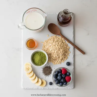 Matcha Overnight Oats Recipe - ingredients preparation