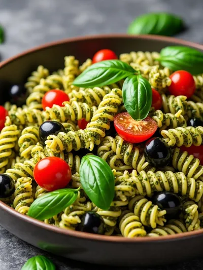 Mediterranean Pasta Salad with Pesto
