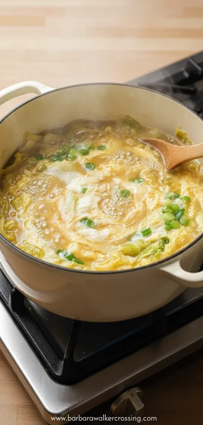 Napa Cabbage Egg Drop Soup Recipe - cooking process