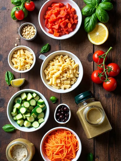 Pasta Salad Cups Recipe - ingredients preparation