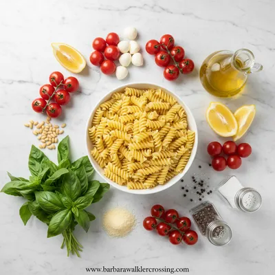 Light and Creamy Pesto Caprese Pasta Salad - cooking process